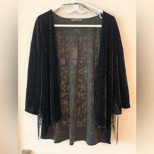 New Noir for AdditionElle Velvet Shawl with Tassels